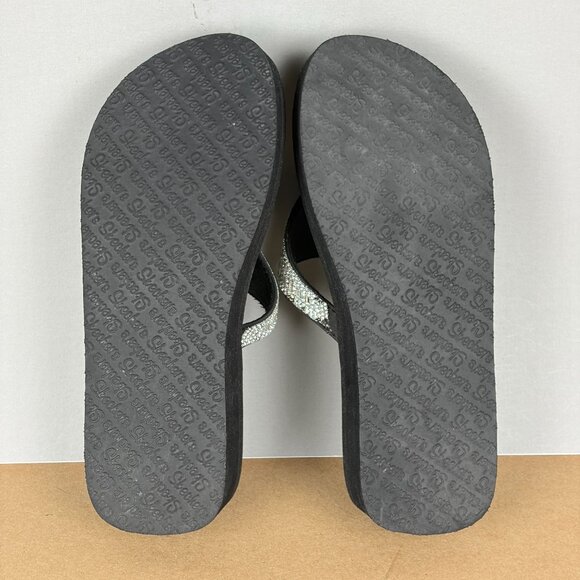Skechers Cali Vinyasa Yoga Foam Platform Thong Sandals Womens 8 Jeweled Silver - Picture 8 of 10